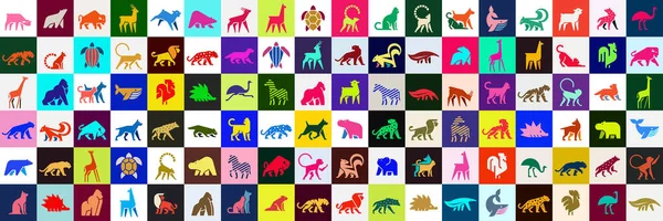 Zvířata Mají Sbírku Log Sada Loga Zvířat Izolované Bílém Pozadí — Stockový vektor
