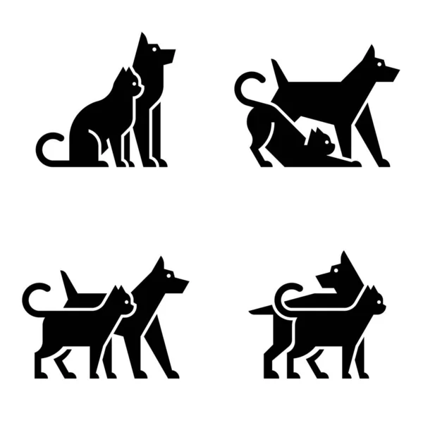 Σετ Λογότυπο Σκύλου Και Γάτας Σχεδιασμός Εικονιδίων Στοιχεία Προτύπου — Διανυσματικό Αρχείο