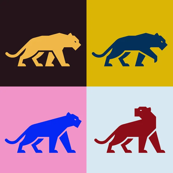 Set Panther Panther Logo Symboldesign Vorlagenelemente — Stockvektor
