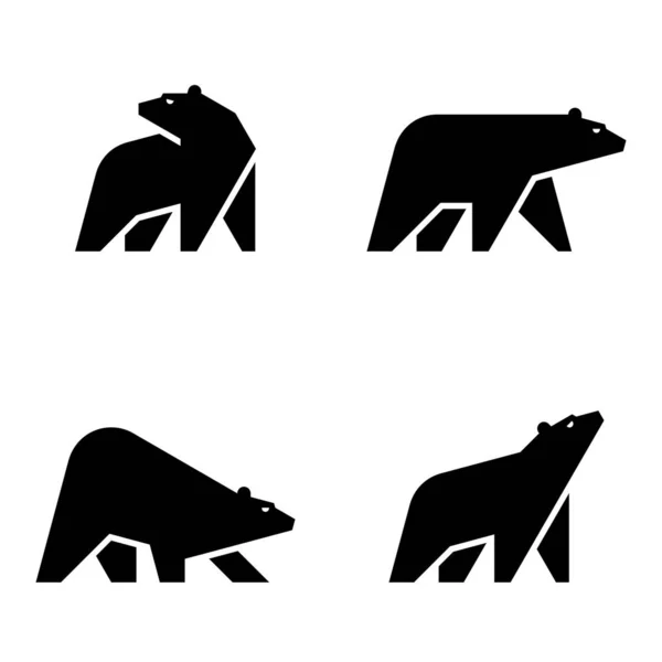 Σετ Παγωμένης Αρκούδας Λογότυπο Παγωμένης Αρκούδας Σχεδιασμός Εικονιδίων Στοιχεία Προτύπου — Διανυσματικό Αρχείο