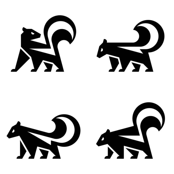Conjunto Skunk Skunk Logo Design Ícones Elementos Modelo — Vetor de Stock