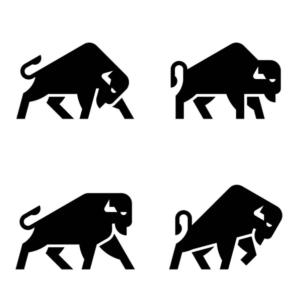 Conjunto Bisonte Logotipo Bisonte Diseño Iconos Elementos Plantilla — Archivo Imágenes Vectoriales