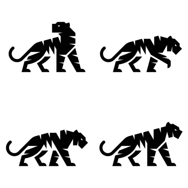 Tigerset Mit Tiger Logo Symboldesign Vorlagenelemente — Stockvektor