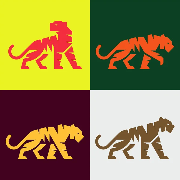 Ensemble Tigre Logo Tigre Icône Design Éléments Modèle — Image vectorielle