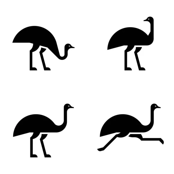 Ensemble Autruche Logo Autruche Icône Design Éléments Modèle — Image vectorielle