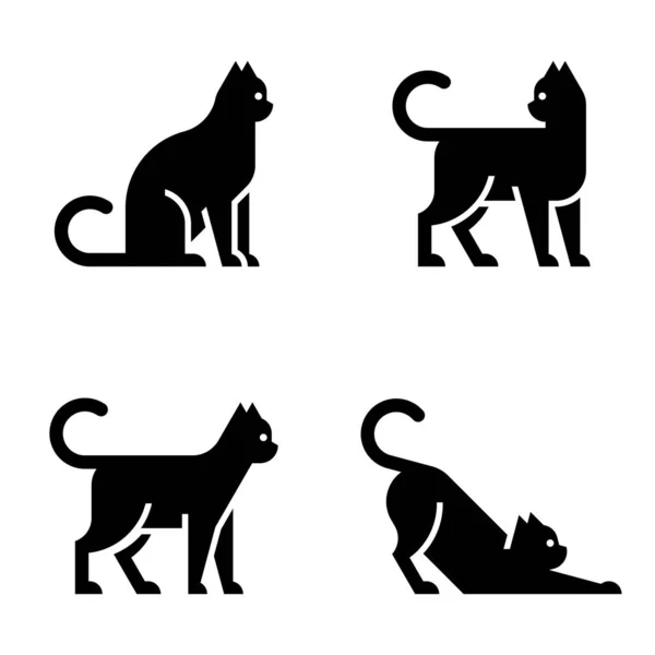 Sada Cat Cat Logo Design Ikon Prvky Šablony — Stockový vektor