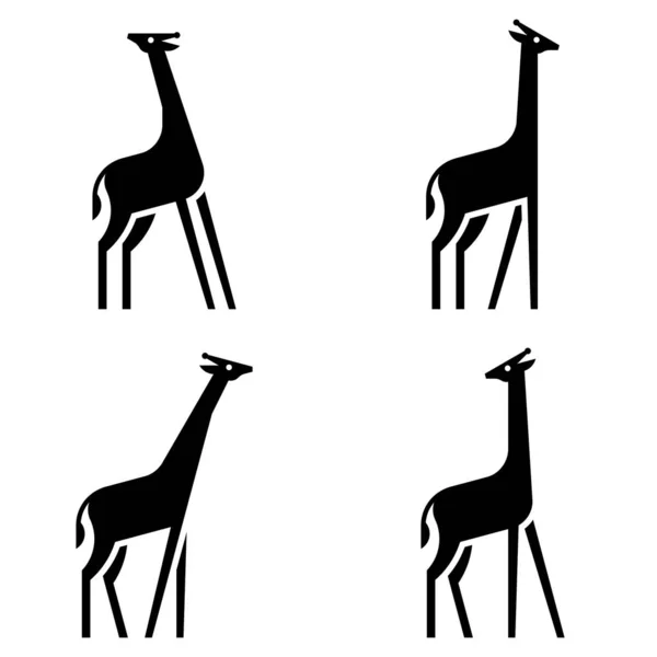 Set Van Giraffe Giraffe Logo Ikoon Ontwerp Template Elementen — Stockvector