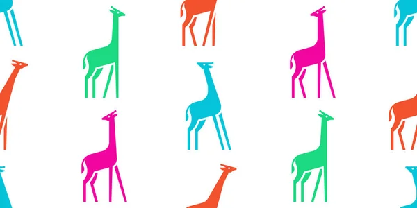 Nahtloses Muster Mit Giraffen Isoliert Auf Weißem Hintergrund — Stockvektor