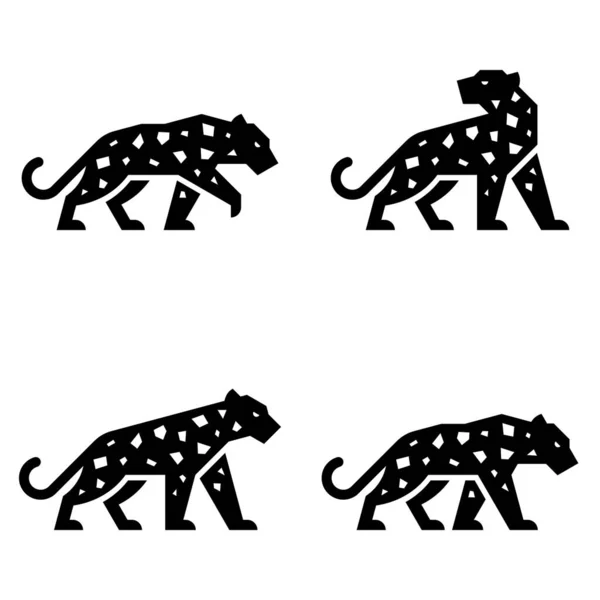 Set Leopard Leopard Logo Diseño Iconos Elementos Plantilla — Vector de stock