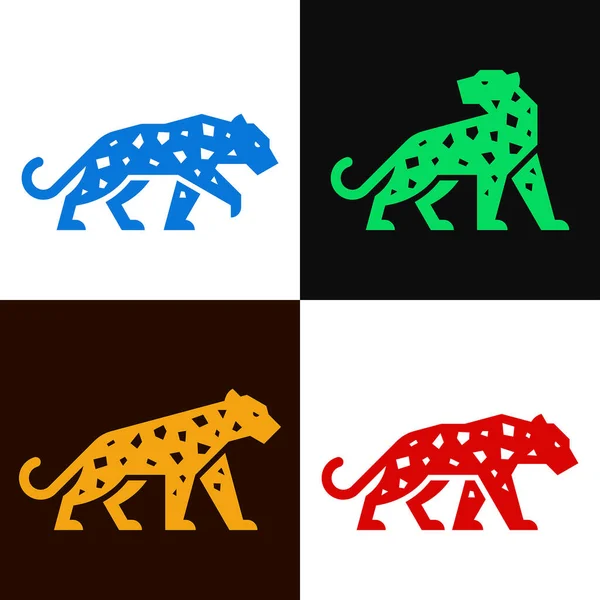 Set Aus Leopard Leopard Logo Symboldesign Vorlagenelemente — Stockvektor