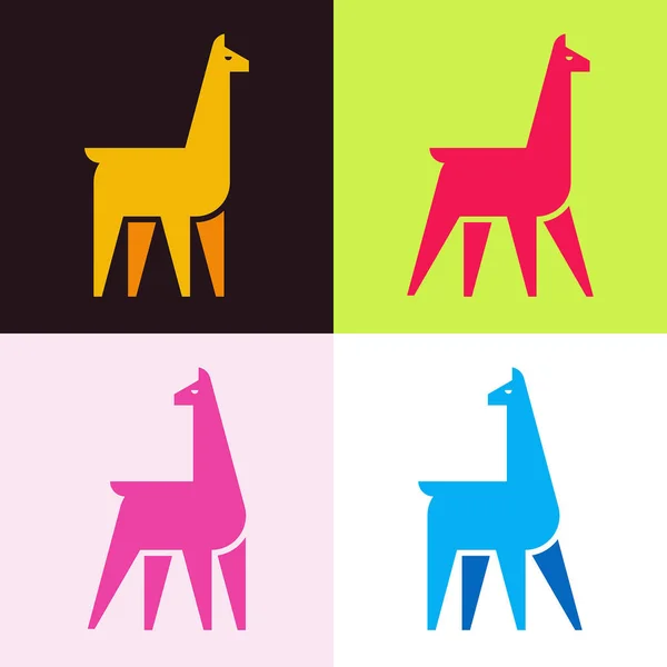 一组Llama Llama标志 图标的设计 模板要素 — 图库矢量图片