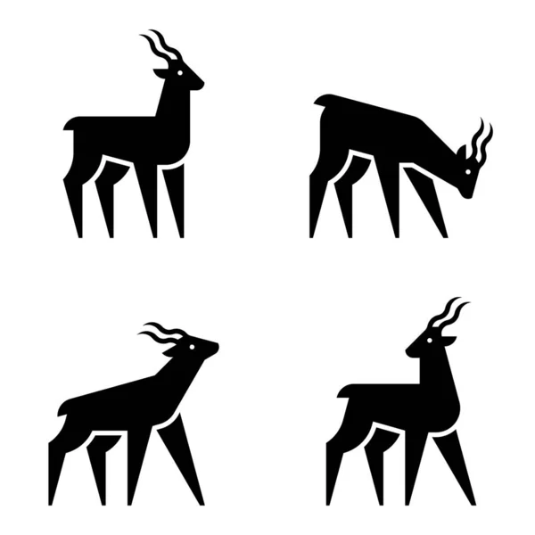 Zestaw Kudu Kudu Logo Projekt Ikony Elementy Szablonu — Wektor stockowy