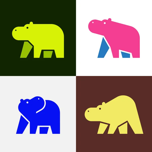 Hippo Készlet Hippo Logo Ikontervezés Sablonelemek — Stock Vector