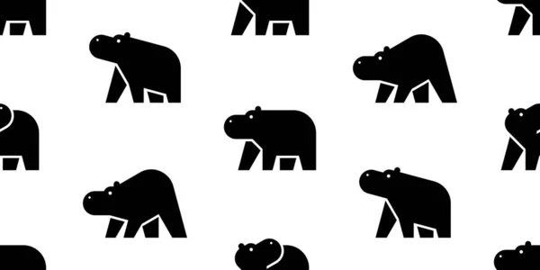 Płynny Wzór Hipopotamami Izolowany Białym Tle — Wektor stockowy