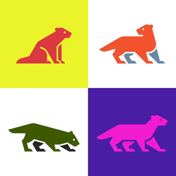 Набор Норки Логотип Норки Дизайн Икон Шаблоны — стоковый вектор