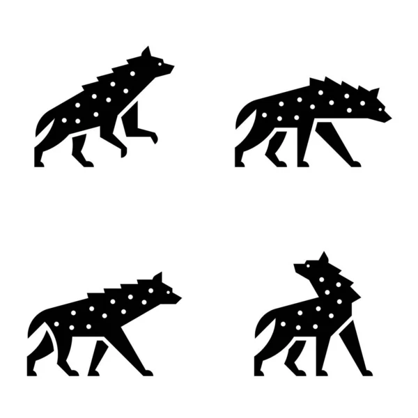Набор Hyena Hyena Logo Дизайн Икон Шаблоны — стоковый вектор