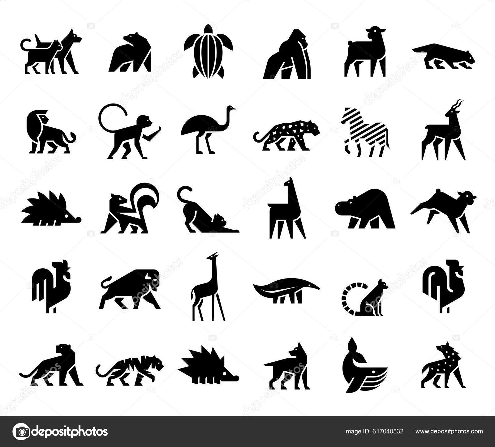 Animals Logos Collection Animal Logo Set Isolated White Background Stock Vector by