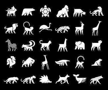 Animals logos collection. Animal logo set. Isolated on Black background clipart