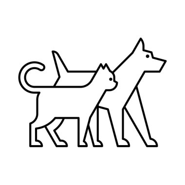 Köpek ve kedi logosu. Simge tasarımı. Şablon öğeleri