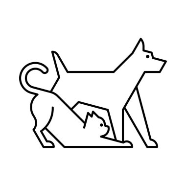 Köpek ve kedi logosu. Simge tasarımı. Şablon öğeleri