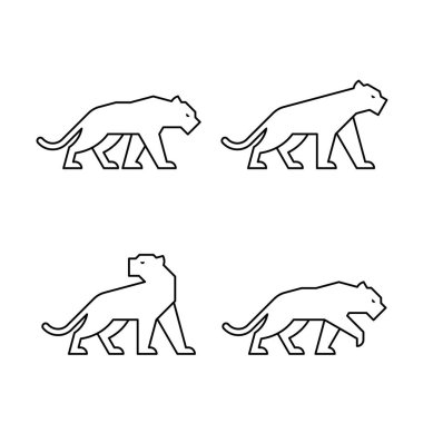 Panter seti, Panter logosu. Simge tasarımı. Şablon ögeleri