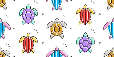 Deniz Kaplumbağaları 'nda kusursuz desen var. beyaz arkaplanda izole