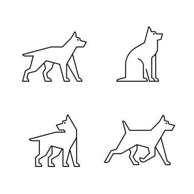 Köpek seti, köpek logosu. Simge tasarımı. Şablon ögeleri