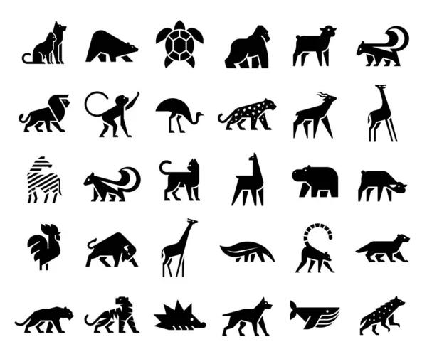 Djur Logotyper Samling Animal Logo Uppsättning Isolerad Vit Bakgrund — Stock vektor