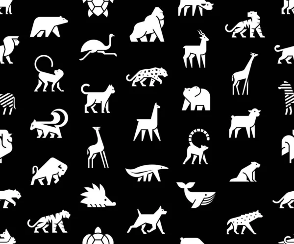 Modello Senza Cuciture Con Loghi Animals Set Logo Animale Isolato — Vettoriale Stock