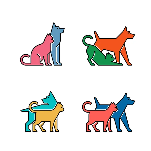 Σετ Λογότυπο Σκύλου Και Γάτας Σχεδιασμός Εικονιδίων Στοιχεία Προτύπου — Διανυσματικό Αρχείο