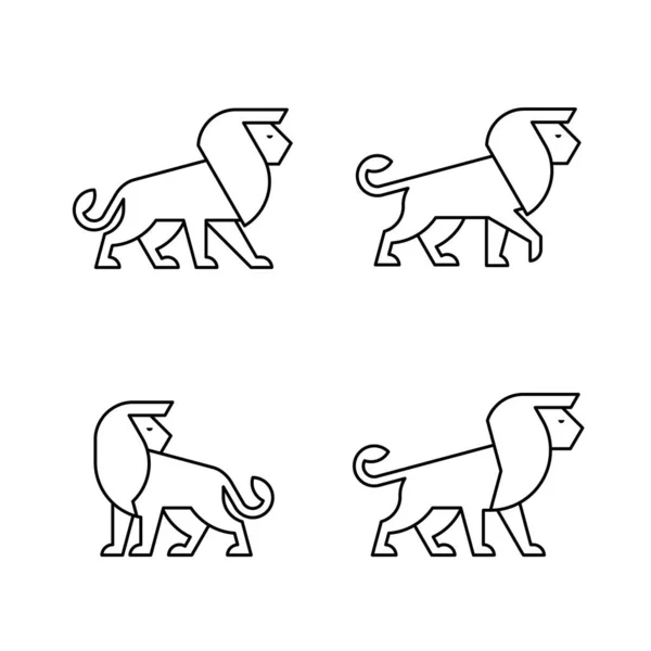 Set Lion Lion Logo Icon Design Template Elements — Stock Vector