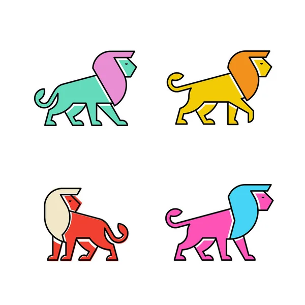 Löwenset Löwenlogo Symboldesign Vorlagenelemente — Stockvektor