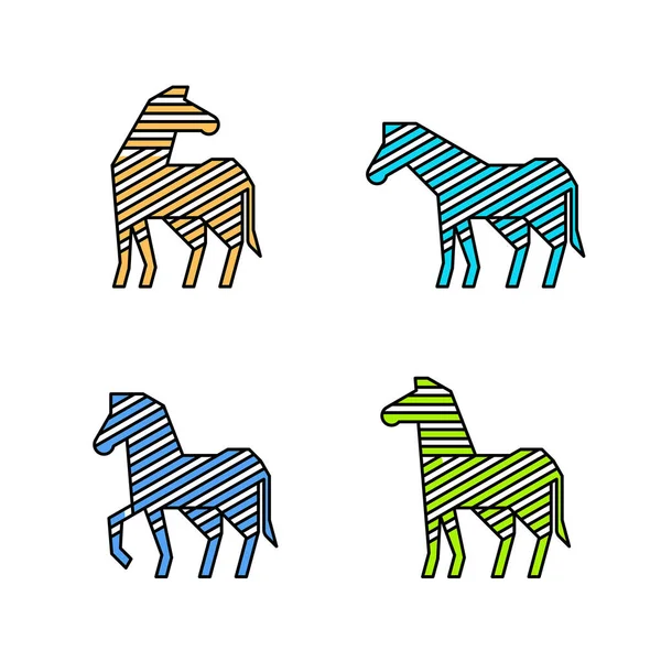 Set Zebra Zebra Logo Desain Ikon Elemen Templat - Stok Vektor