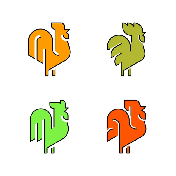 Set Gallo Logo Gallo Diseño Iconos Elementos Plantilla — Vector de stock