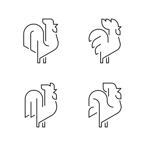Set Rooster Rooster Logo Icon Design Template Elements — Stock Vector