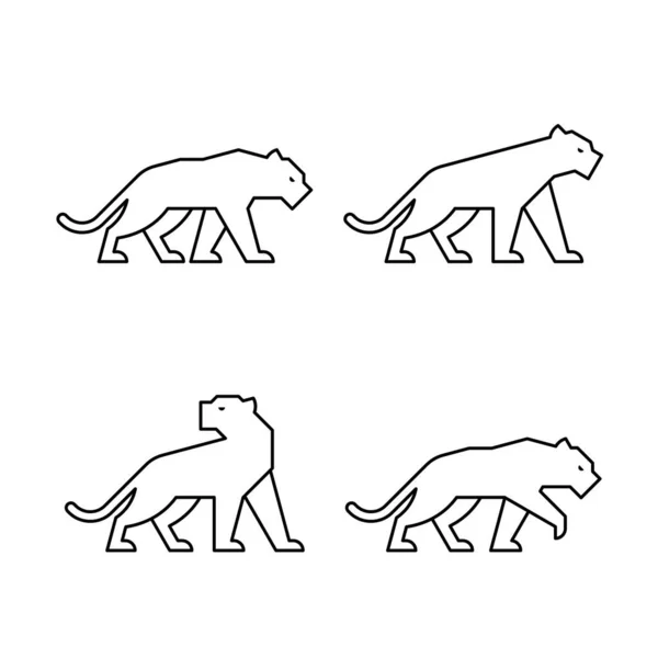 Juego Panther Panther Logo Diseño Iconos Elementos Plantilla — Archivo Imágenes Vectoriales
