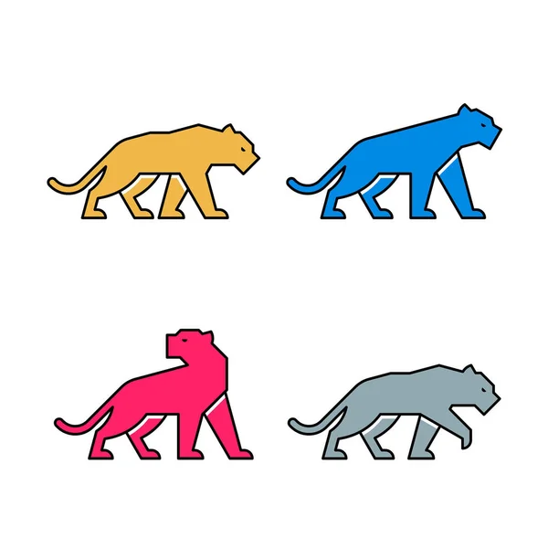 Sada Panther Panther Logo Design Ikon Prvky Šablony — Stockový vektor
