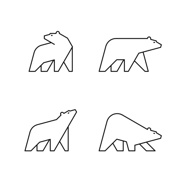 Conjunto Urso Gelo Logotipo Urso Gelo Design Ícones Elementos Modelo — Vetor de Stock