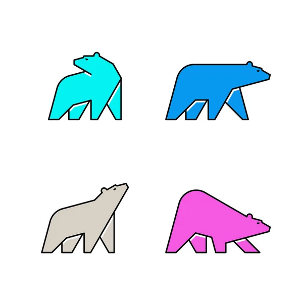 Σετ Παγωμένης Αρκούδας Λογότυπο Παγωμένης Αρκούδας Σχεδιασμός Εικονιδίων Στοιχεία Προτύπου — Διανυσματικό Αρχείο
