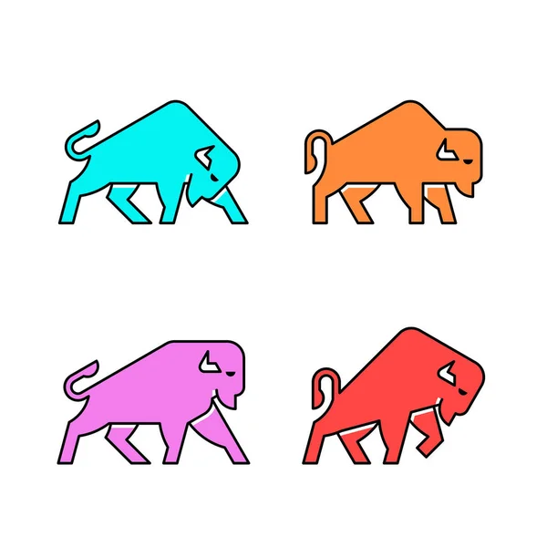 Bison Logo Ikoon Ontwerp Template Elementen — Stockvector