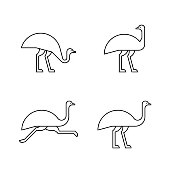Logo Autruche Icône Design Éléments Modèle — Image vectorielle