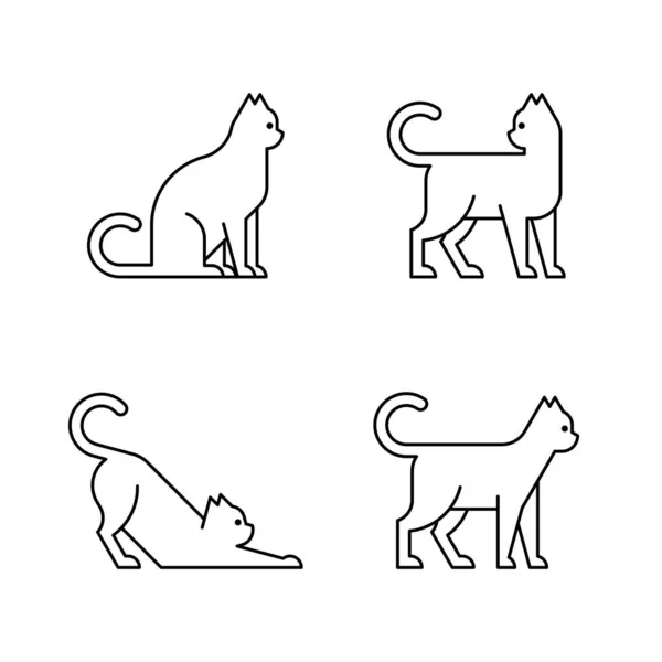 Sada Cat Cat Logo Design Ikon Prvky Šablony — Stockový vektor