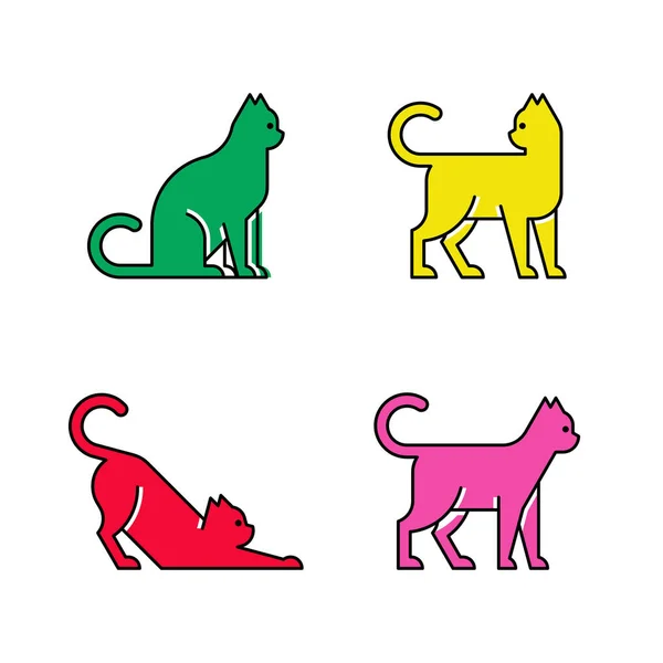 Sada Cat Cat Logo Design Ikon Prvky Šablony — Stockový vektor