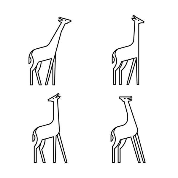 Ensemble Girafe Logo Girafe Icône Design Éléments Modèle — Image vectorielle