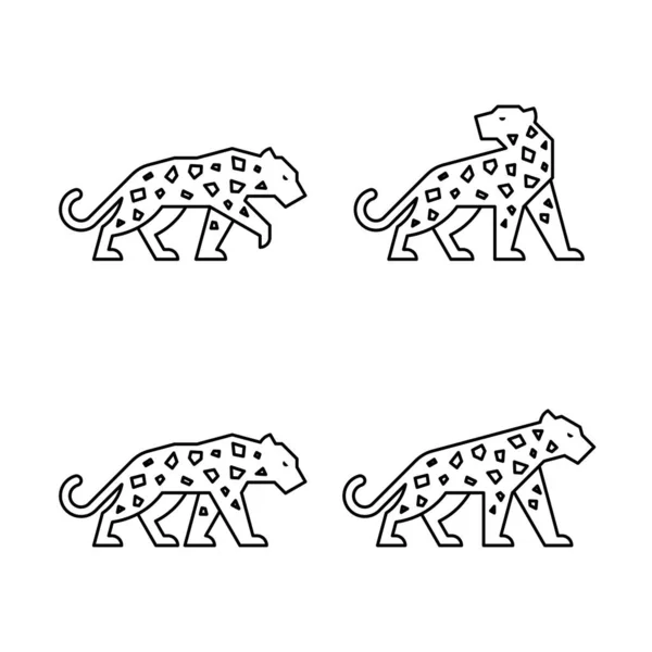Sæt Leopard Leopard Logo Ikondesign Skabelonelementer – Stock-vektor