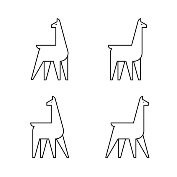 Lama Set Lama Logo Symboldesign Vorlagenelemente — Stockvektor