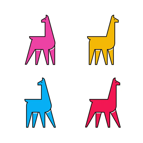Conjunto Llama Llama Logo Design Ícones Elementos Modelo —  Vetores de Stock