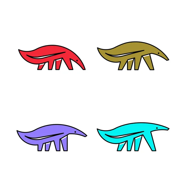 Set Von Ameisenbär Ameisenbär Logo Symboldesign Vorlagenelemente — Stockvektor