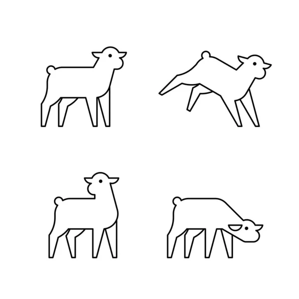 Set Lamb Lamb Logo Дизайн Ікона Тимчасові Елементи — стоковий вектор