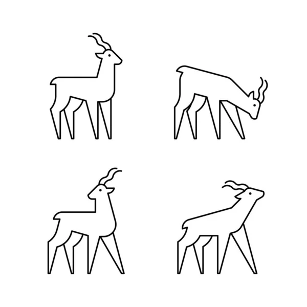 Zestaw Kudu Kudu Logo Projekt Ikony Elementy Szablonu — Wektor stockowy